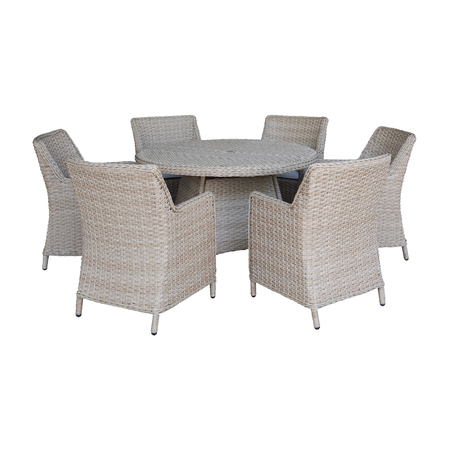 INTERNATIONAL CONCEPTS Outdoor 7 Piece Patio Furniture Set with a Round Table and 6 Chairs KODT-448R-400-6